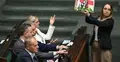 Premier Donald Tusk i Marcelina Zawisza na sali posiedzeń Sejmu