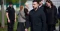 Prezydent Ukrainy Wołodymyr Zełenski na pogrzebie Andrija Melnyka