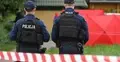 Dwóch policjantów, taśma po wypadku