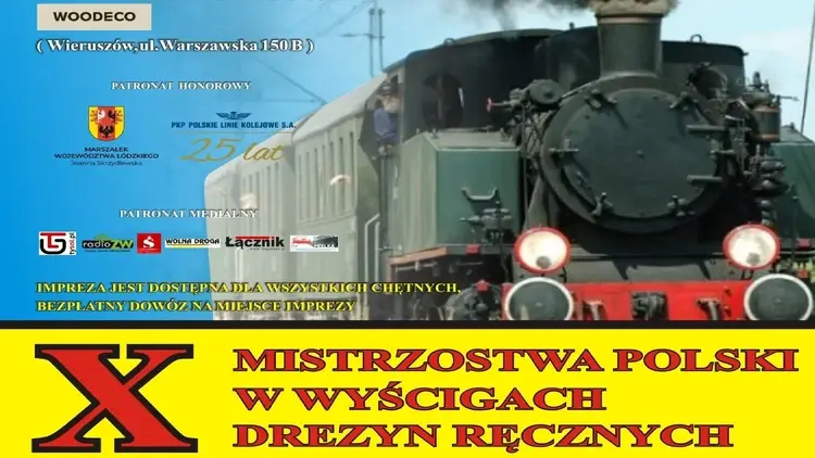 Plakat zapowiadający X Mistrzostwa Polski w Wyścigach Drezyn Ręcznych