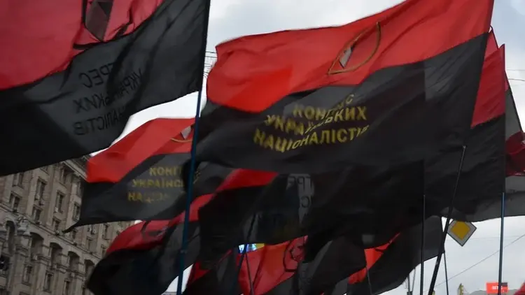 benderowskie flagi podczas demonstracji