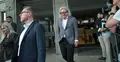 Poseł KO Krzysztof Mieszkowski (C) po spotkaniu parlamentarzystów KO z premierem Donaldem Tuskiem