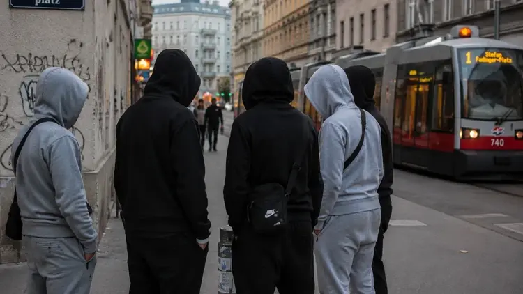 Młodzieżowy gang na ulicy Wiednia - grafika poglądowa