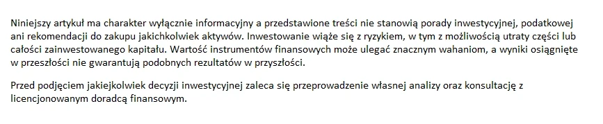 informacja o inwestowaniu