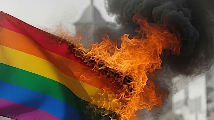 Płonąca flaga LGBT
