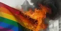 Płonąca flaga LGBT