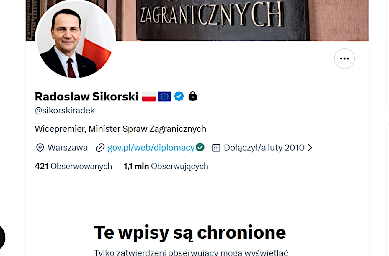 Radosław Sikorski "X" - "wpisy chronione"