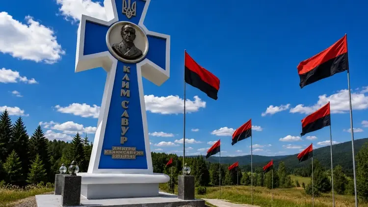 Pamiątkowy krzyż poświęcony Klaczkiwskiemu w pobliżu Orżewa - grafika poglądowa