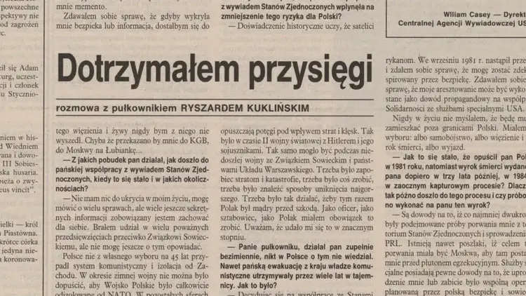 Historyczna rozmowa z płk. Ryszardem Kuklińskim z 1993 roku
