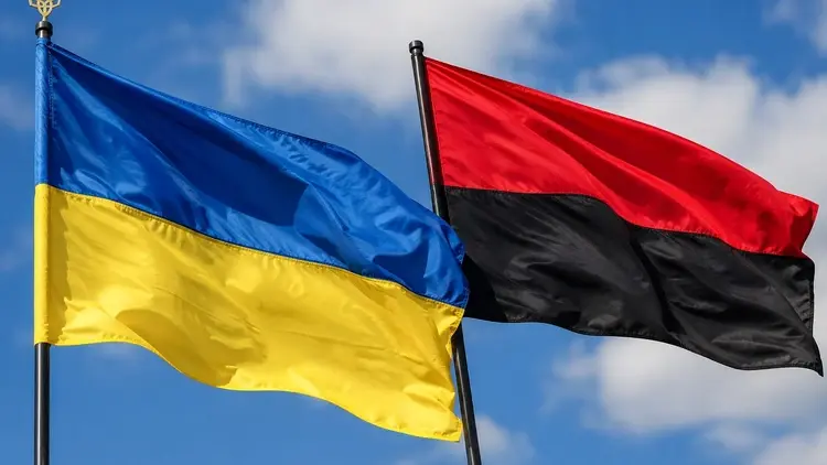 Flaga ukraińska i ukraińskich nacjonalistów - grafika wygenerowana przez AI