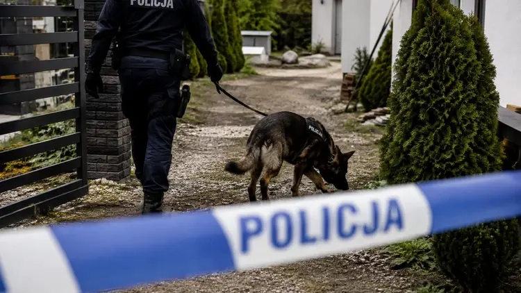 Funkcjonariusz policji z psem tropiącym - grafika ilustracyjna