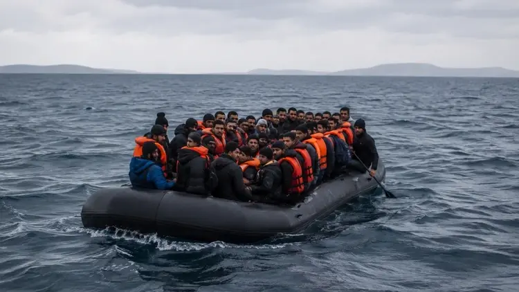 Ponton z migrantami - zdjęcie wygenerowane przez AI