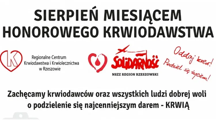 Rzeszowska Solidarność zachęca do oddania krwi w ramach akcji Sierpień Miesiącem Honorowego Krwiodawstwa