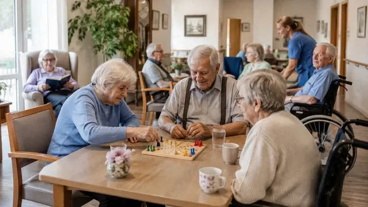 Seniorzy w domu opieki - grafika poglądowa