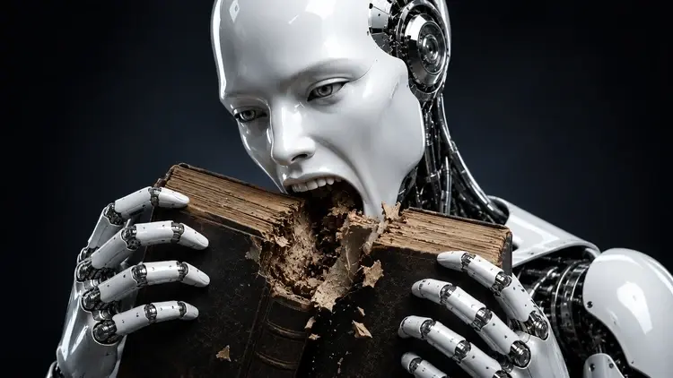 Cyborg, android zjada książkę