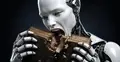 Cyborg, android zjada książkę