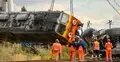 Prace w miejscu wykolejenia pociągu w miejscowości Sokolniki Suche
