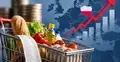 koszyk z rachunkiem i wskaźnikami w górę