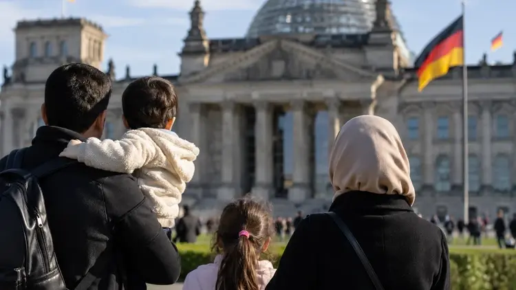 Rodzina migrantów w Niemczech - zdjęcie wygenerowane przez AI