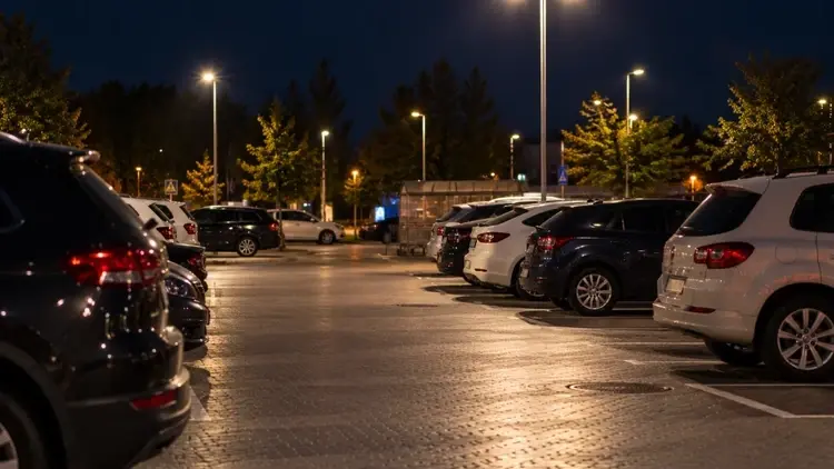 parking w deszczu