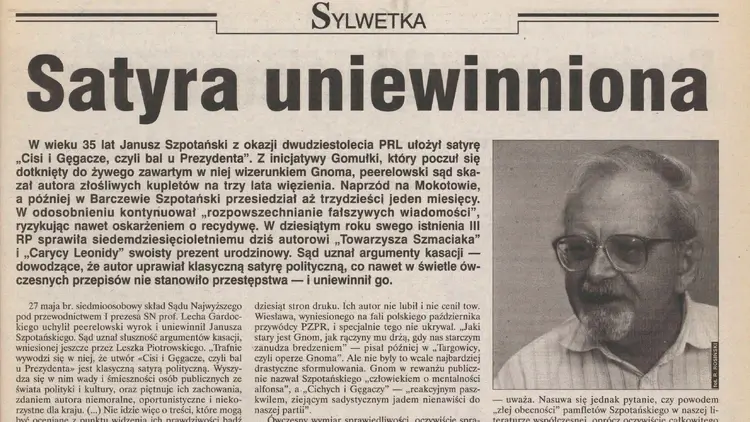 Satyra uniewinniona. Sylwetka Janusza Szpotańskiego