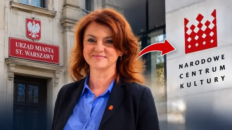 Aldona Machnowska-Góra na tle ratusza