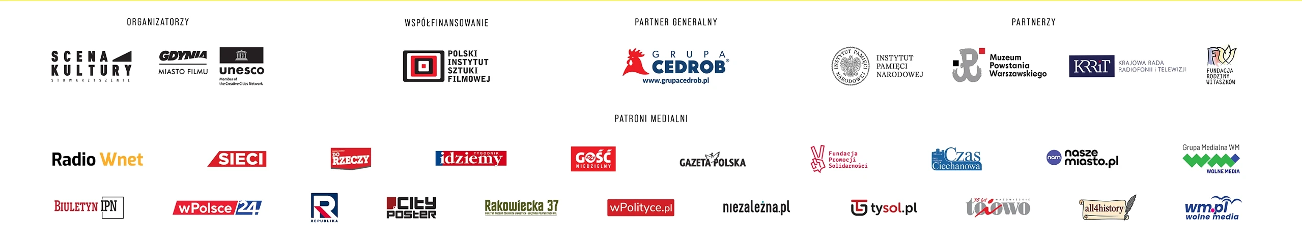 logotypy sponsorów festiwalu nnw