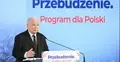 Jarosław Kaczyński przemawia na konferencji