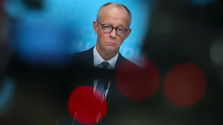 Friedrich Merz na konferencji prasowej